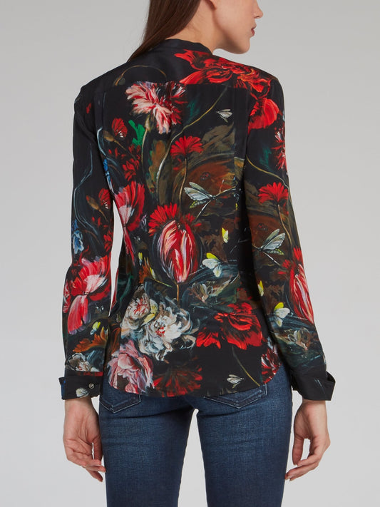 Floral Print Snake Bib Shirt