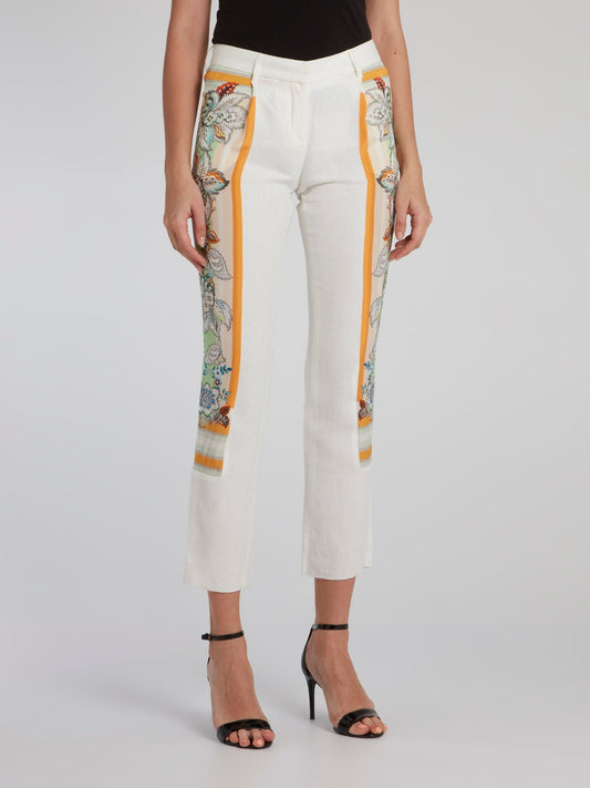 Floral Panel Tunnel Capri Pants