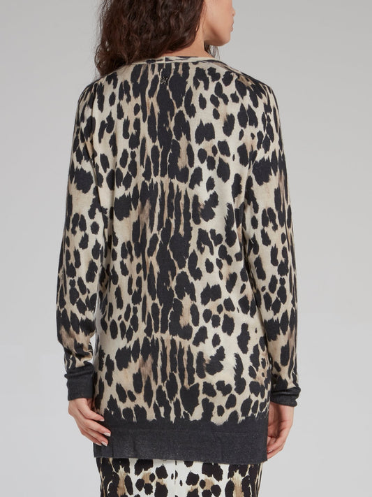 Leopard Print Button Up Cardigan