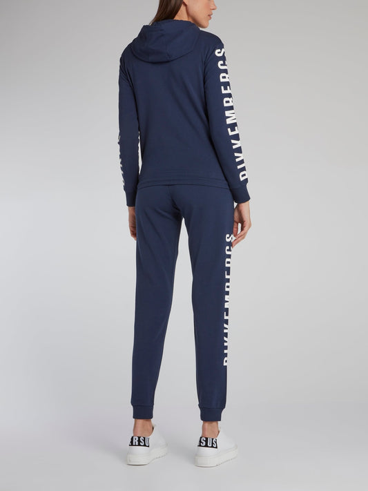 Navy Logo Print Active Suit