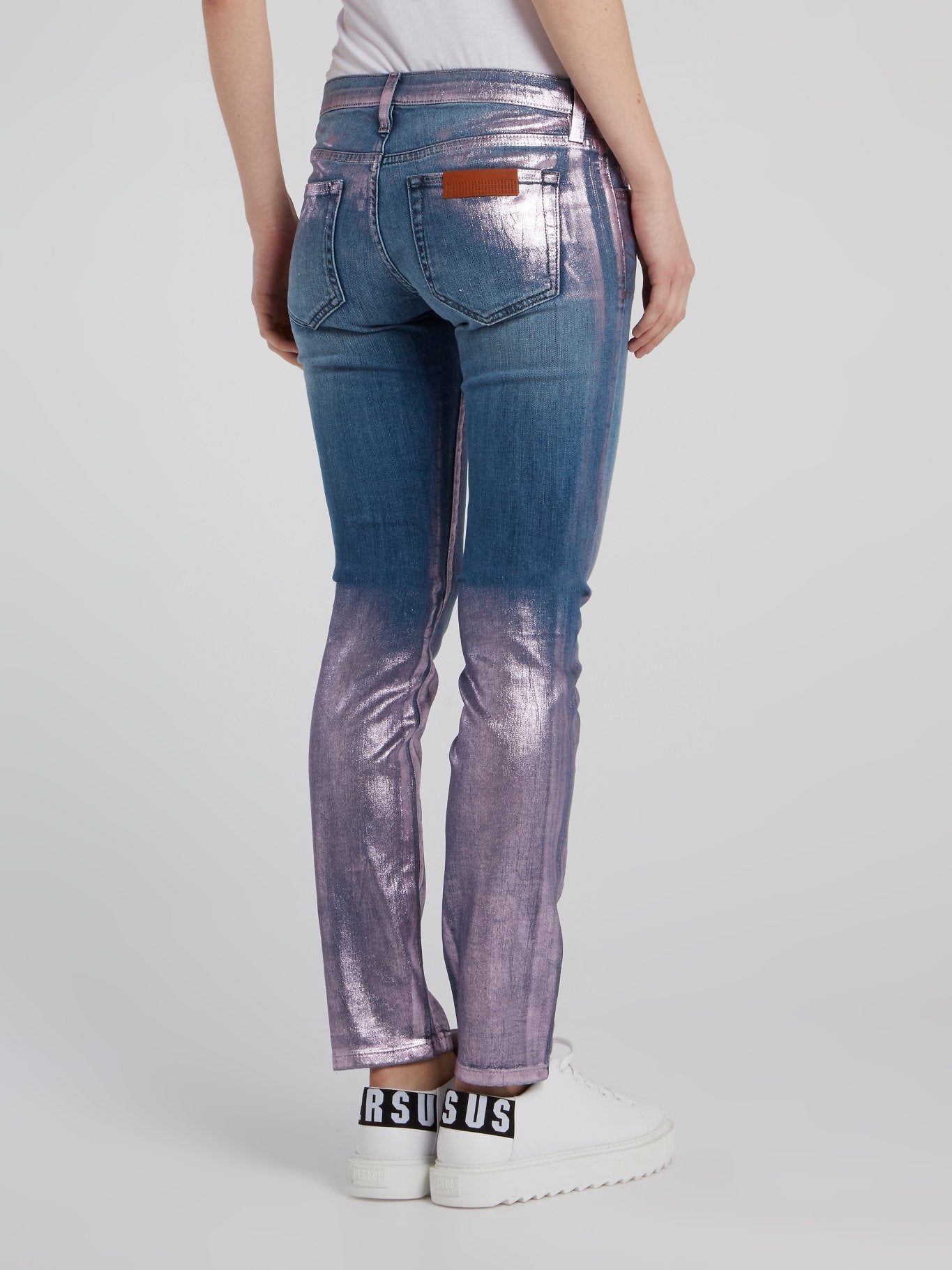 Metallic Panel Slim Fit Jeans