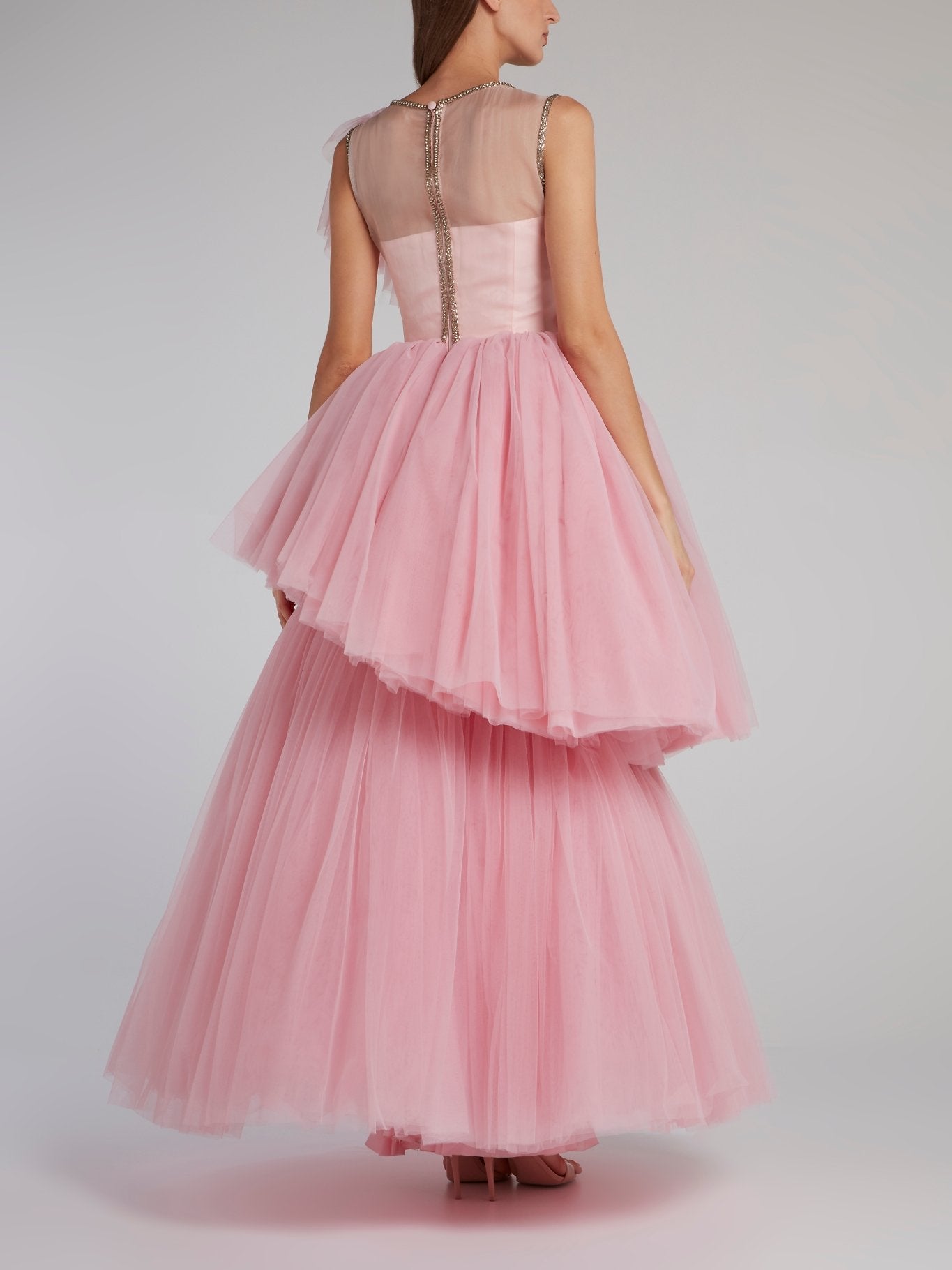 Pink Layered Tulle Gown
