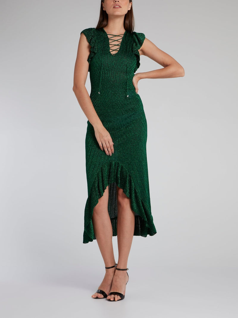 Emerald Frill Hem High Low Dress