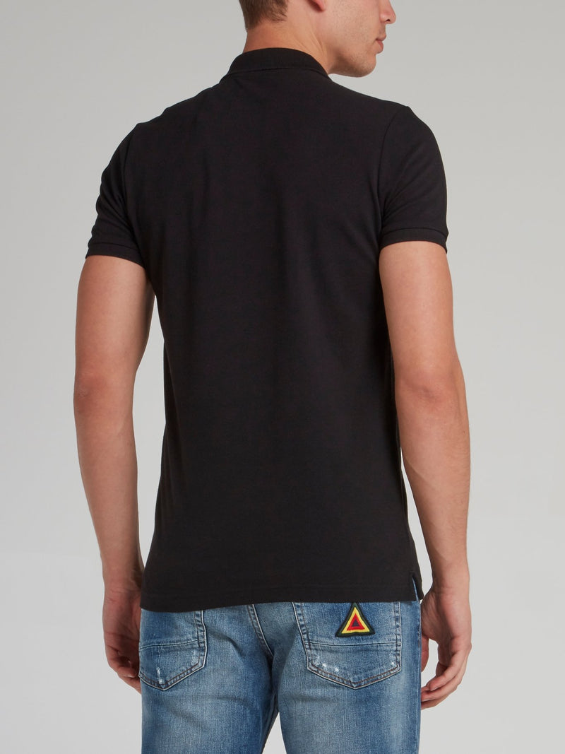 Black Embroidered Logo Polo Shirt