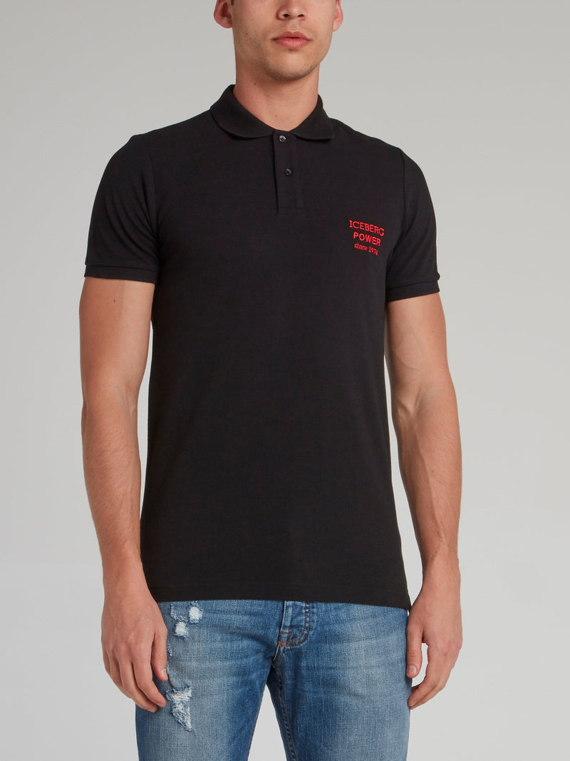 Black Embroidered Logo Polo Shirt