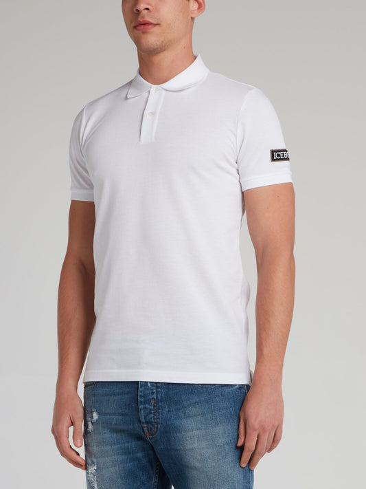 White Appliquéd Logo Polo Shirt