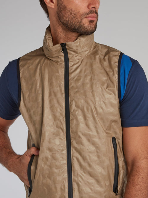 Brown Geometric Track Gilet