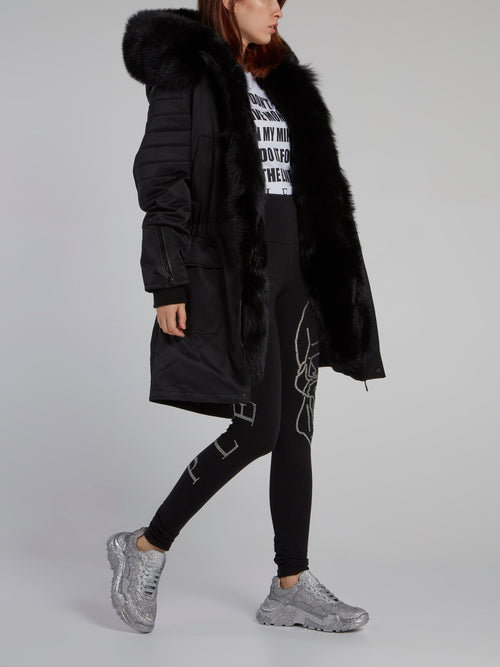 Black Quilt Sleeve Parka