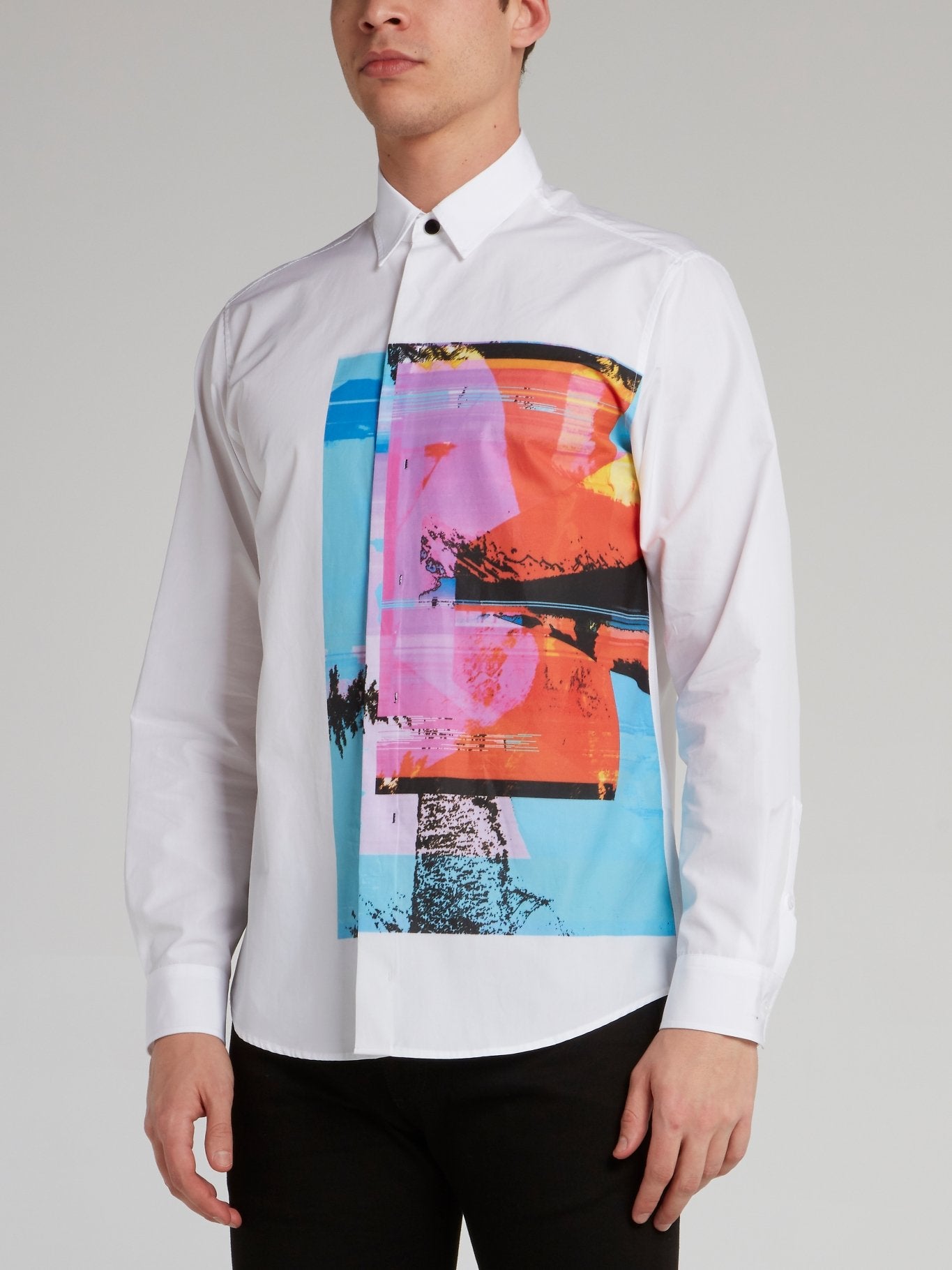 White Abstract Panel Shirt