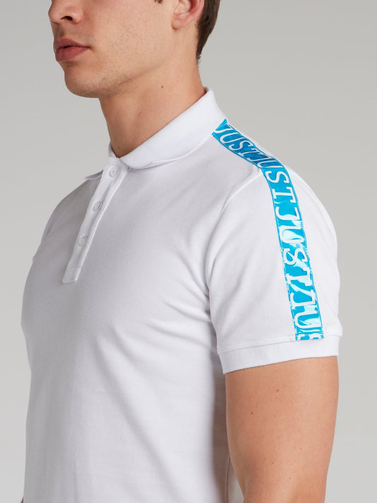 White Logo Tape Shoulder Polo Shirt