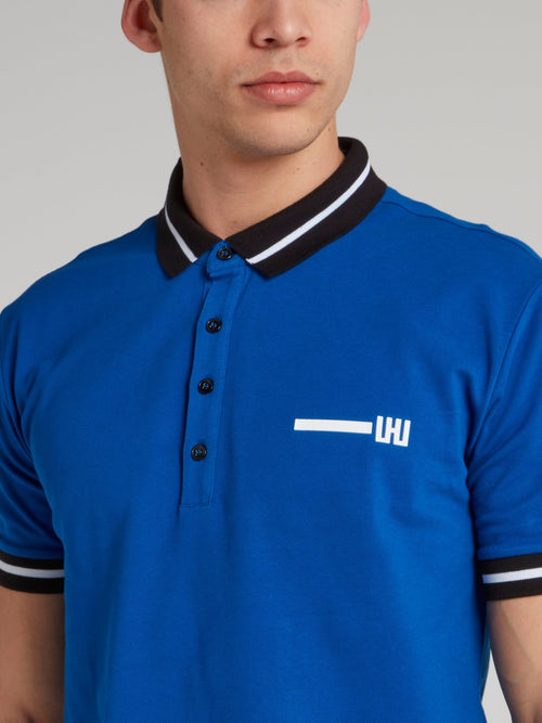 Blue Stripe Trim Polo Shirt