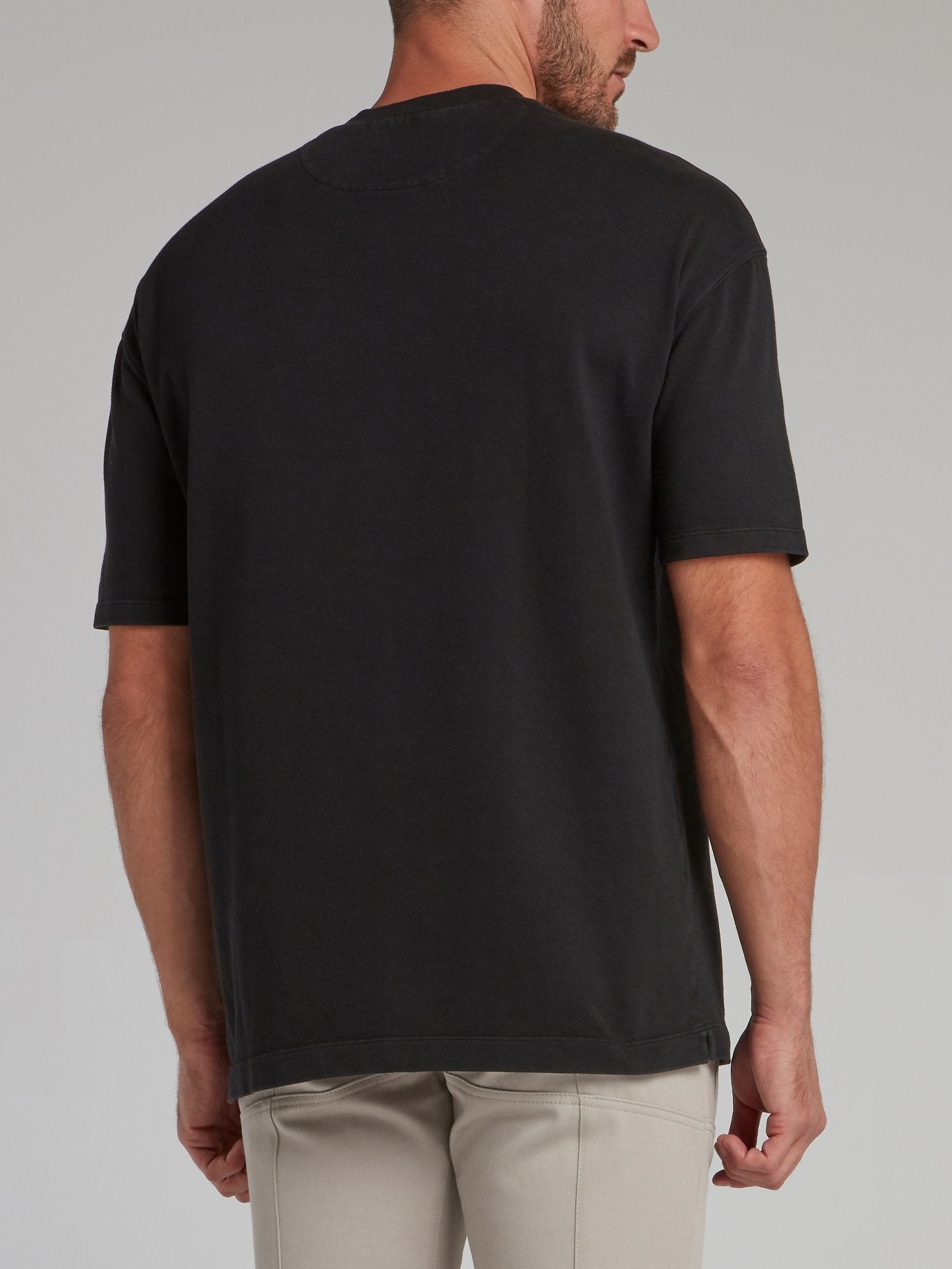 Black Abstract Print Cotton T-Shirt