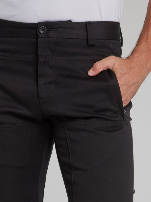 Black Paneled Chino Pants