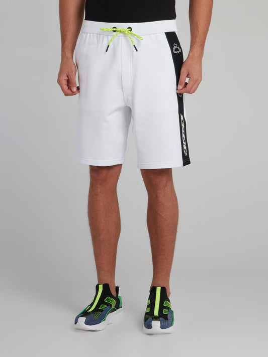 White Logo Tape Seam Shorts