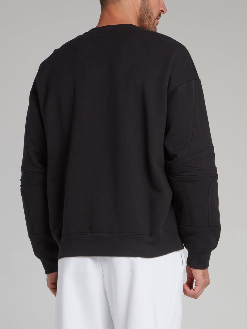 Black Embroidered Monogram Sweatshirt