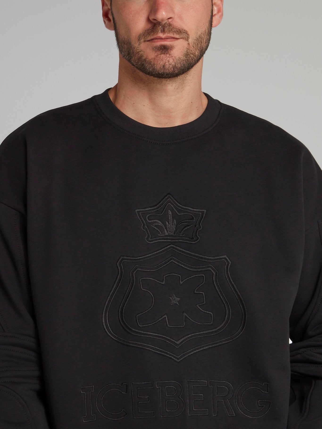 Black Embroidered Monogram Sweatshirt