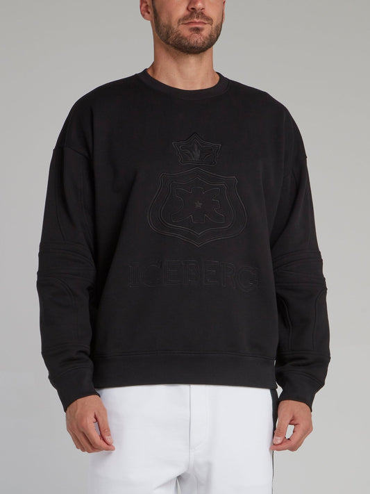 Black Embroidered Monogram Sweatshirt