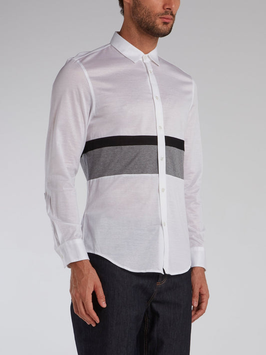 White Contrast Panel Shirt