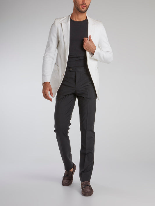 Charcoal Straight Cut Suit Pants