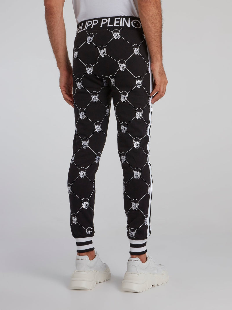 Black Skull-Monogram Sweat Pants