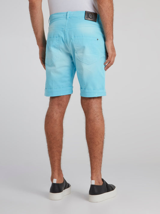 Andronico Blue Paint Splatter Shorts