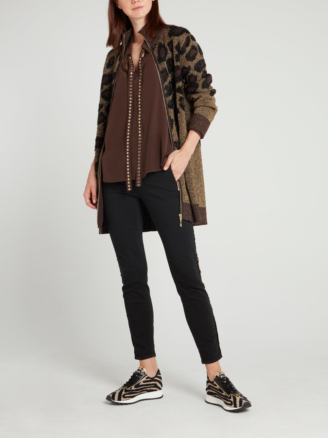 Brown Bishop Sleeve Silk Top