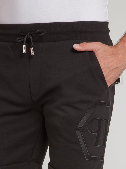 Black Folded Hem Jogging Shorts