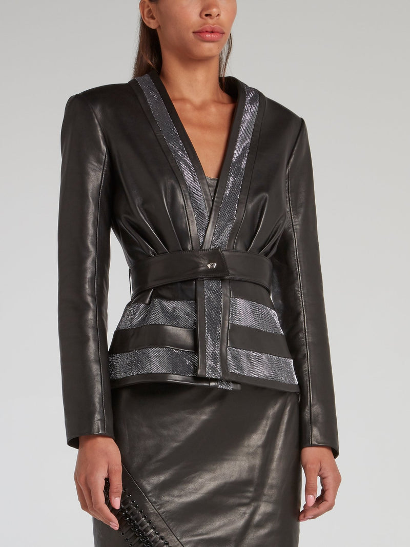 Black Belted Leather Jacket