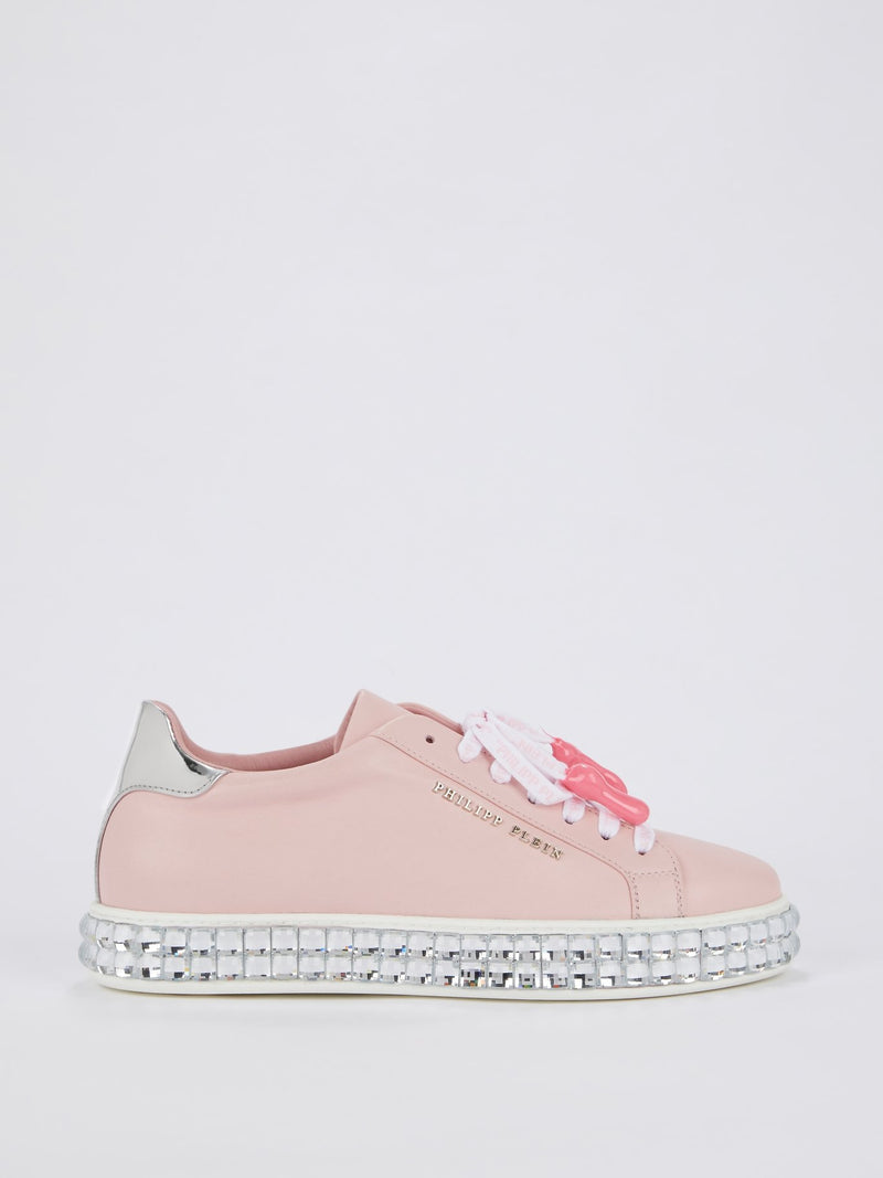 Crystal Sole Pink Leather Sneakers