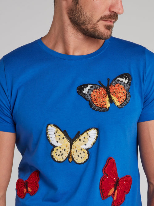 Blue Butterfly Patch T-Shirt