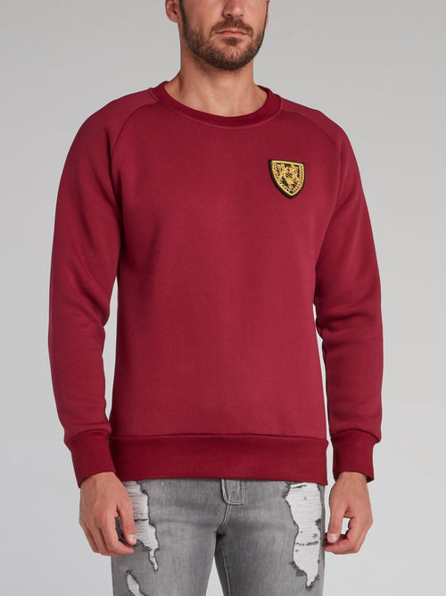 Burgundy Appliquéd Crewneck Sweatshirt