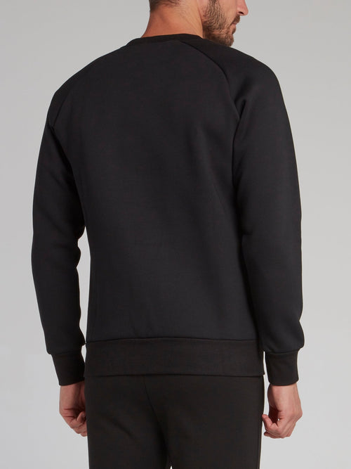 Black Appliquéd Crewneck Sweatshirt