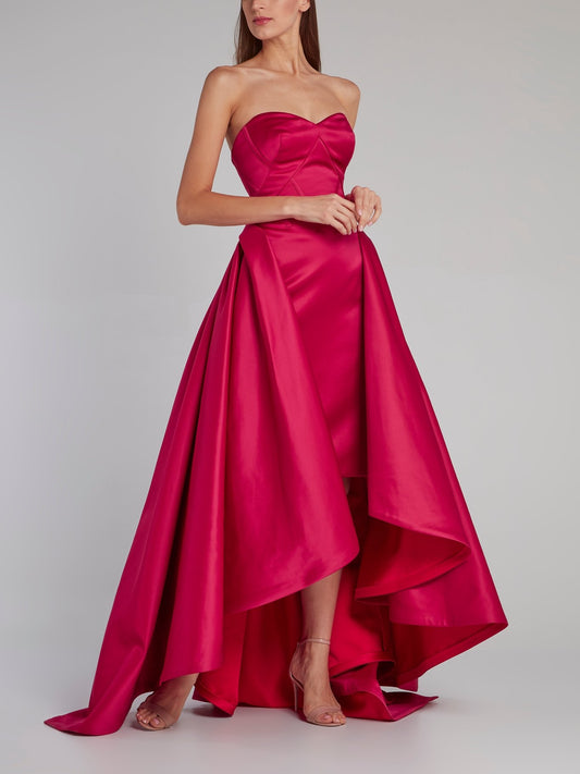 Fuchsia Sweetheart Neckline High-Low Dress