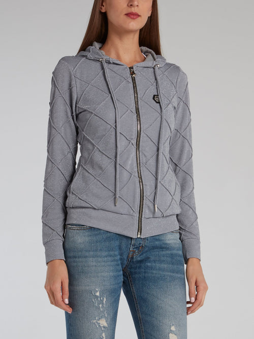 Grey Lurex Hoodie Sweatshirt