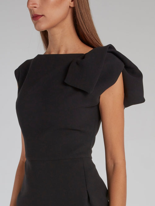 Black Riveting Crepe Dress