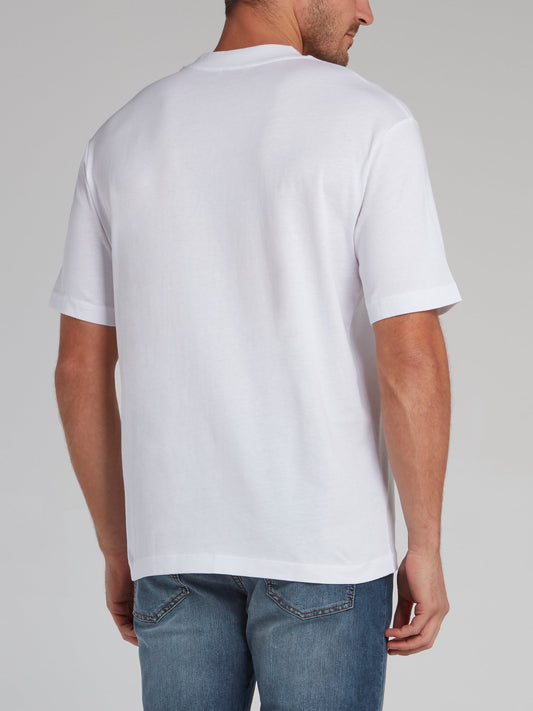 White Graphic Print Round Neck T-Shirt