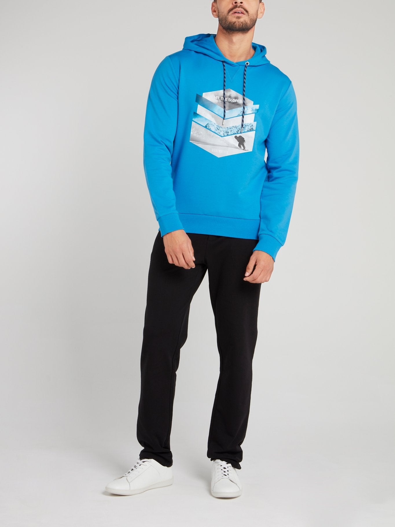 Blue Chevron Graphic Hoodie Sweatshirt