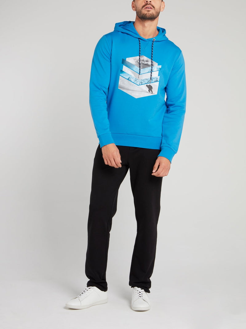 Blue Chevron Graphic Hoodie Sweatshirt