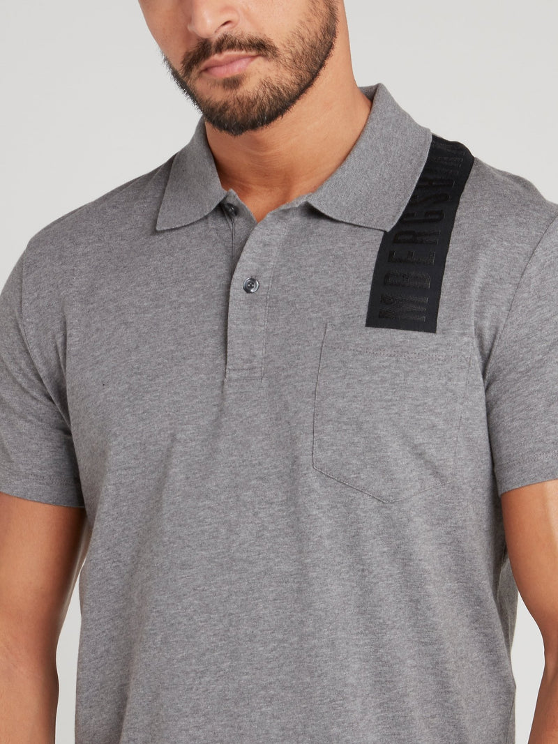 Grey Logo Strap Polo Shirt