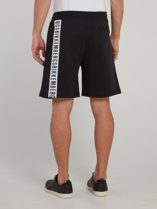 Black Logo Tape Sweat Shorts