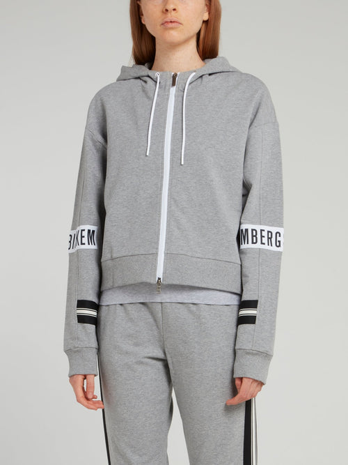 Grey Logo Sleeve Sweat Jacket