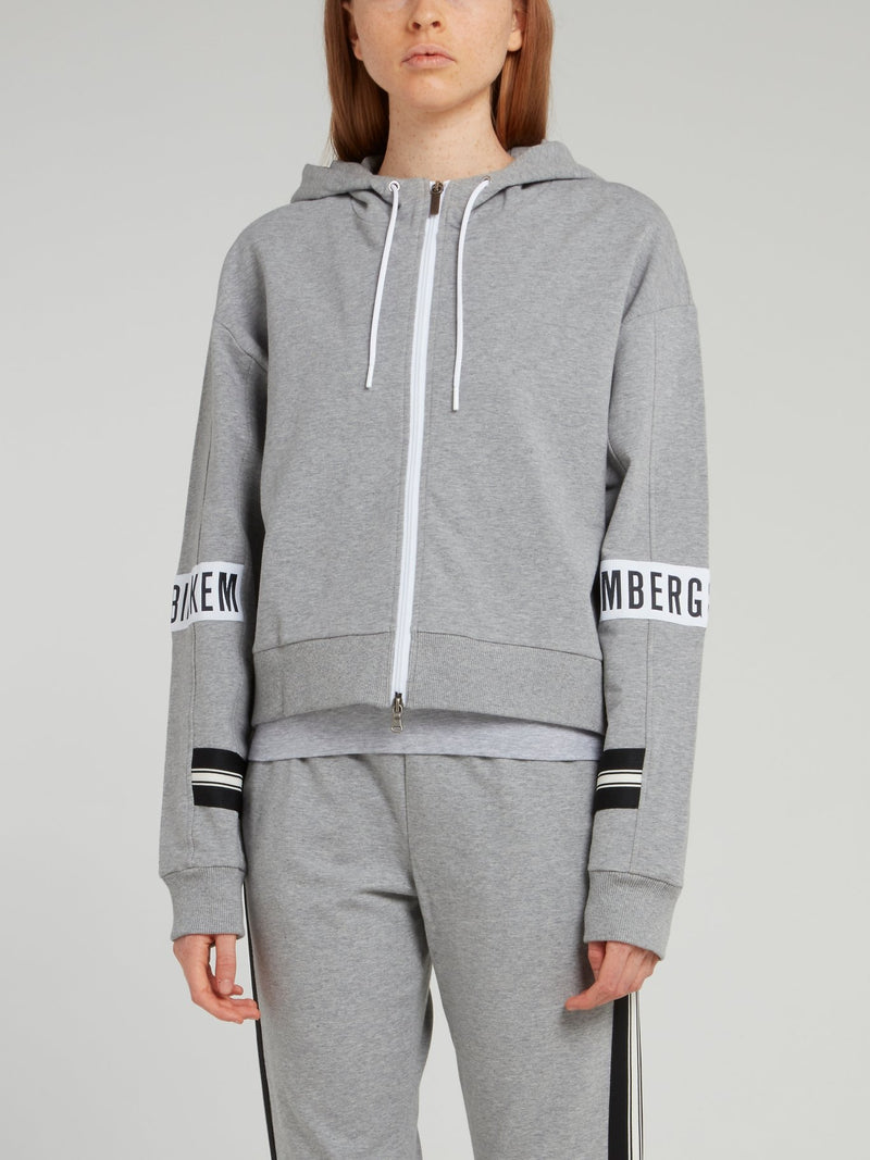 Grey Logo Sleeve Sweat Jacket