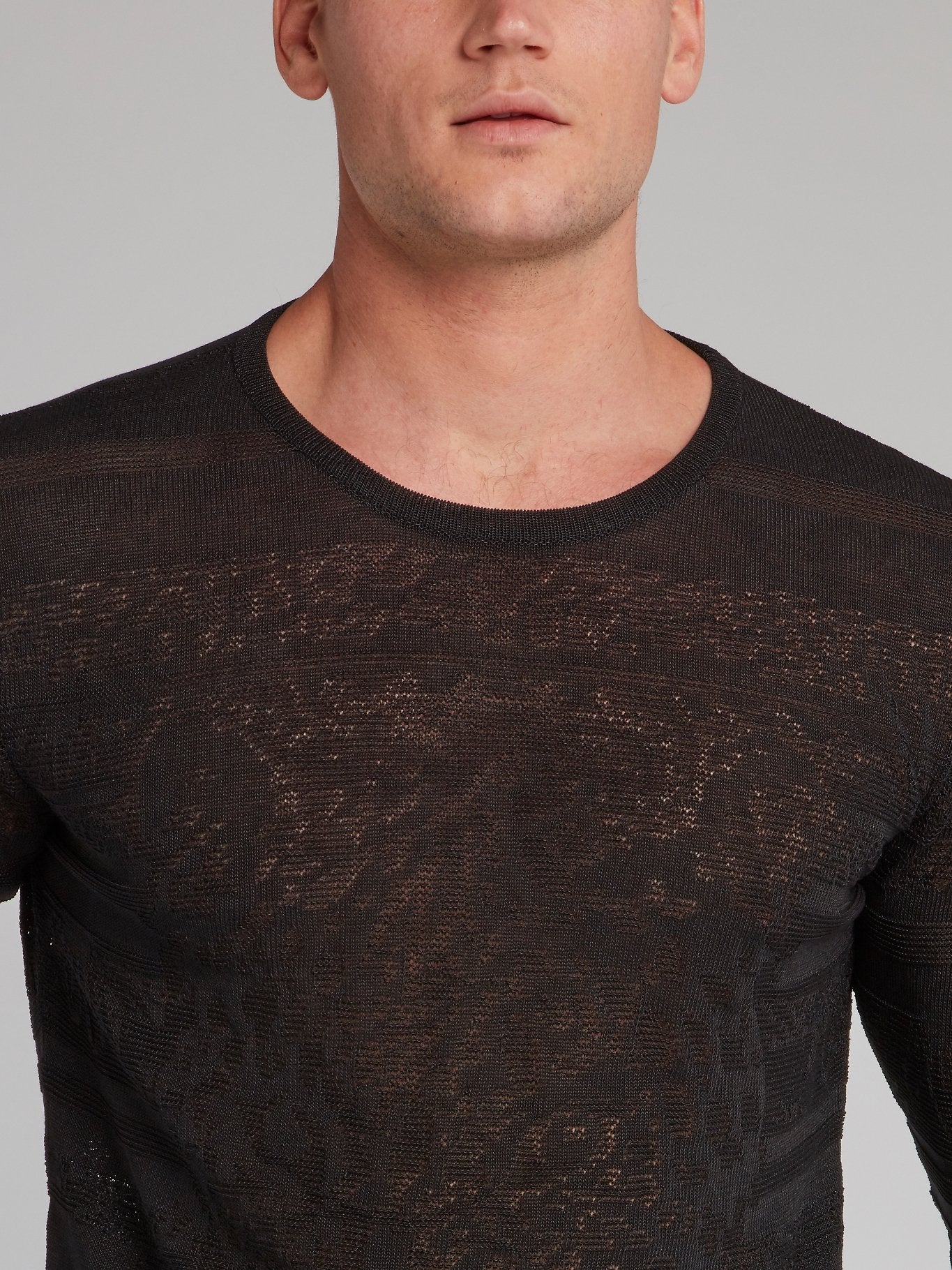 Black Crewneck Knit Pullover