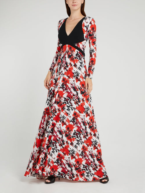 Floral Splatter Circle Maxi Dress