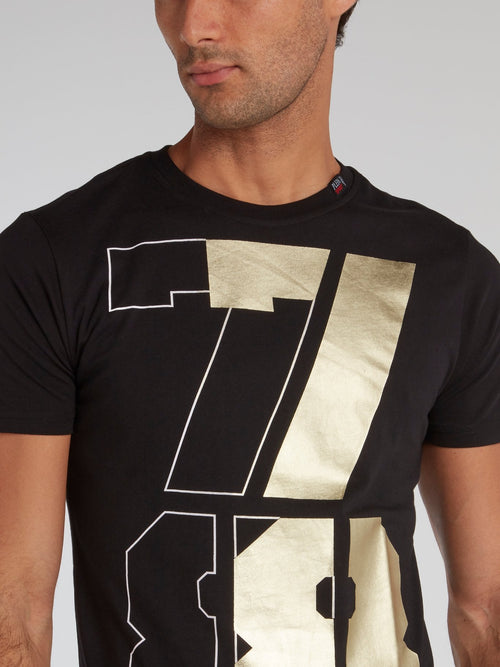 Black Foil Print Jersey T-Shirt