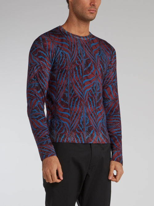 Purple Jacquard Pattern Pullover