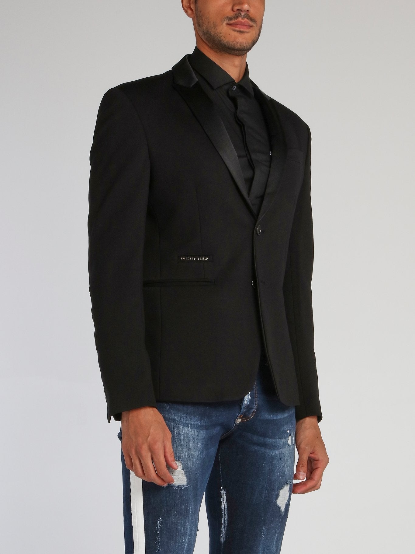 Black Space Plein Embroidered Blazer