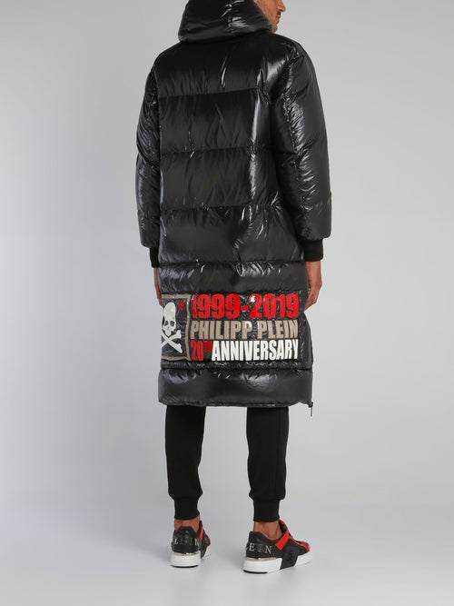 Black Logo Long Puffer Jacket