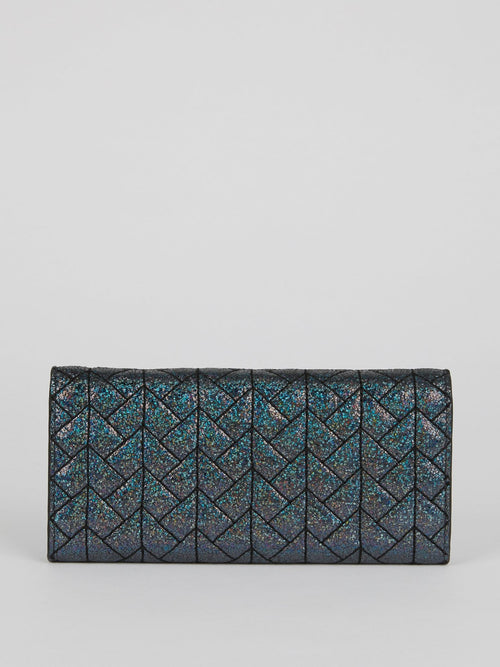 Blue Nappa Glitter Clutch Bag