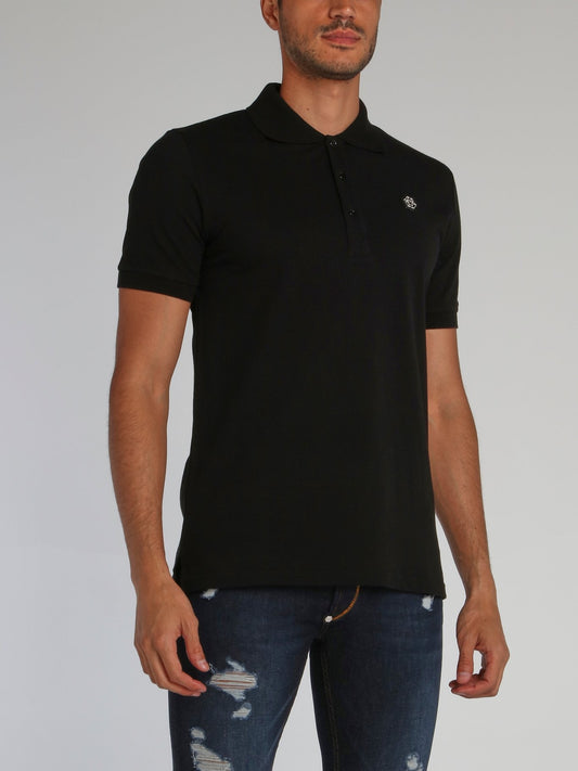 Black Monogram Appliquéd Polo Shirt